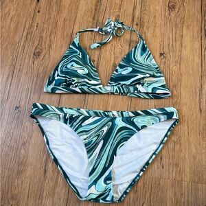 Xhilaration Teal Swirl Bikini Set